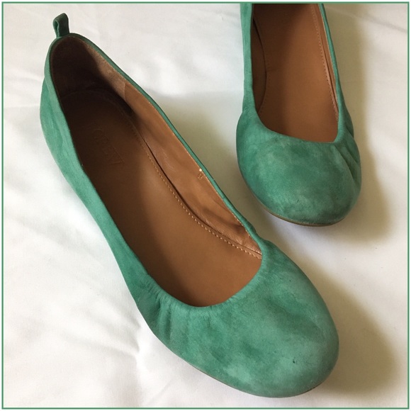J. Crew Shoes - J. Crew Green Suede Flats 7.5